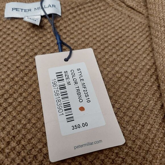 Peter Millar Anderson Cardigan Merino Wool Knit Sweater Turbinado Brown Men's M - Picture 3 of 4